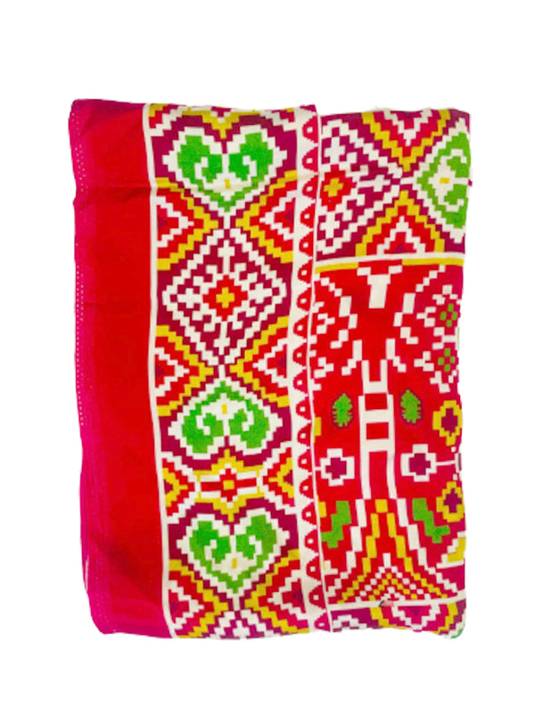 Red Women's Gaji Silk Dupatta suitable for Navratri, Diwali & All Occasions DB2096