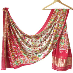 Red Women's Gaji Silk Dupatta suitable for Navratri, Diwali & All Occasions DB2096