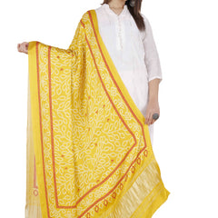 Yellow Women's Gaji Silk Dupatta suitable for Navratri, Diwali & All Occasions DB2097