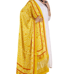 Yellow Women's Gaji Silk Dupatta suitable for Navratri, Diwali & All Occasions DB2097