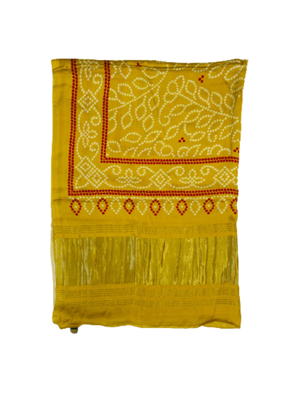Yellow Women's Gaji Silk Dupatta suitable for Navratri, Diwali & All Occasions DB2097