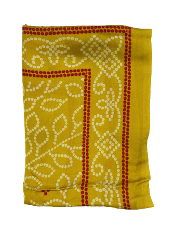 Yellow Women's Gaji Silk Dupatta suitable for Navratri, Diwali & All Occasions DB2097