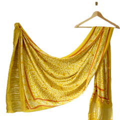 Yellow Women's Gaji Silk Dupatta suitable for Navratri, Diwali & All Occasions DB2097