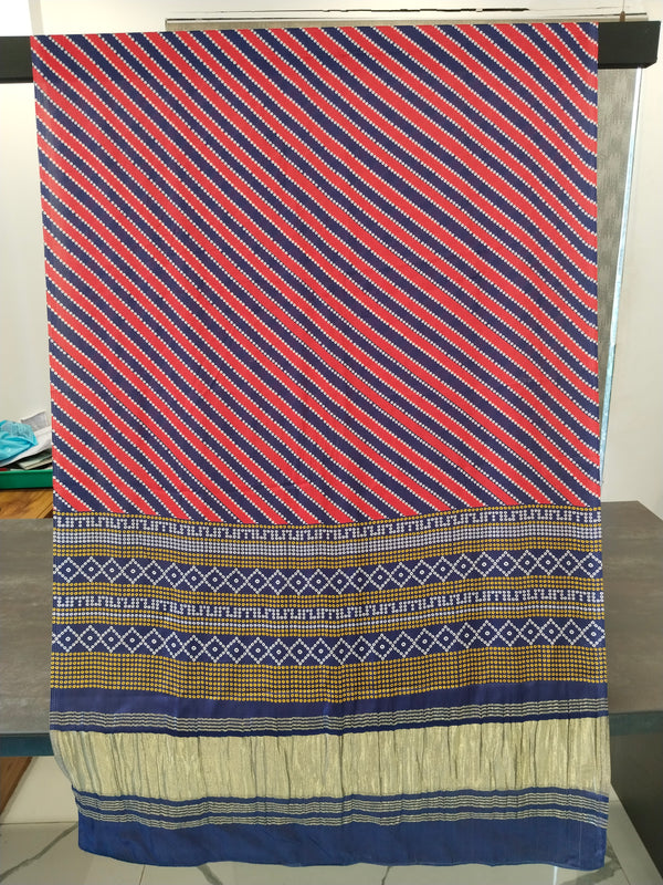 Red Women's Gaji Silk Dupatta suitable for Navratri, Diwali & All Occasions DB2098