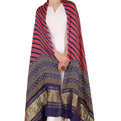 Red Women's Gaji Silk Dupatta suitable for Navratri, Diwali & All Occasions DB2098