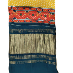 Yellow Women's Gaji Silk Dupatta suitable for Navratri, Diwali & All Occasions DB2099