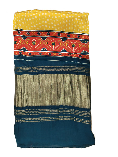 Yellow Women's Gaji Silk Dupatta suitable for Navratri, Diwali & All Occasions DB2099