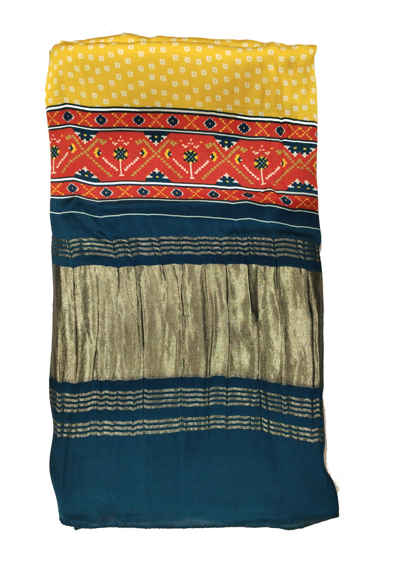 Yellow Women's Gaji Silk Dupatta suitable for Navratri, Diwali & All Occasions DB2099