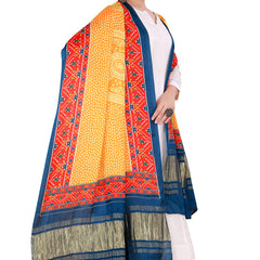 Yellow Women's Gaji Silk Dupatta suitable for Navratri, Diwali & All Occasions DB2099