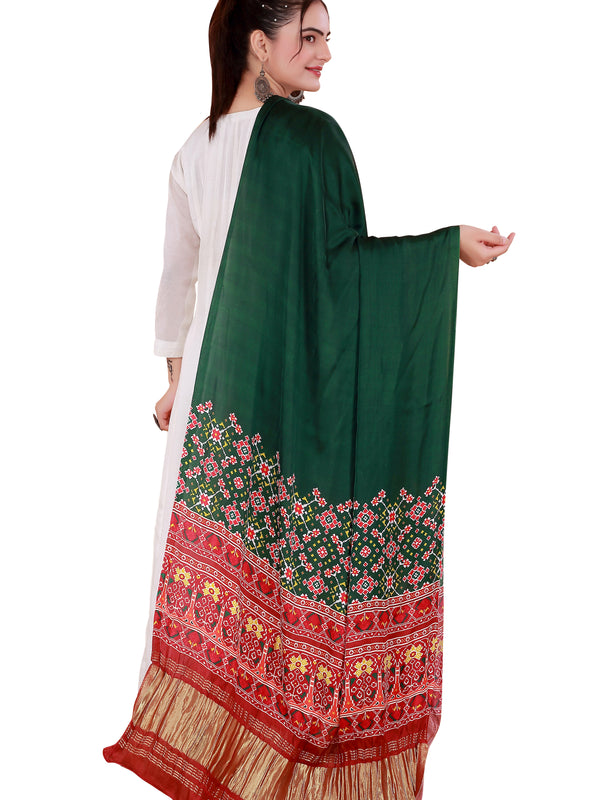 Green Women's Gaji Silk Dupatta suitable for All Occasions