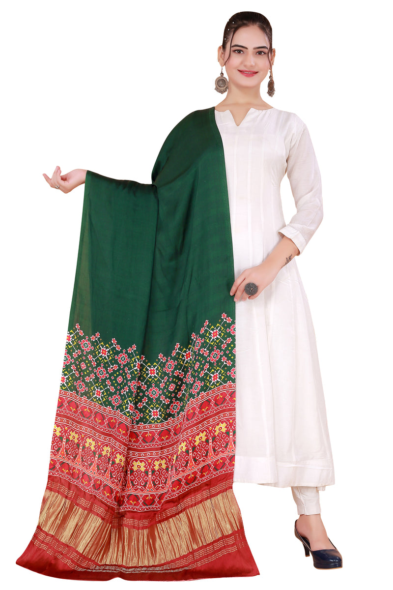 Green Women's Gaji Silk Dupatta suitable for All Occasions