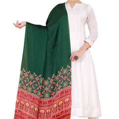 Green Women's Gaji Silk Dupatta suitable for All Occasions