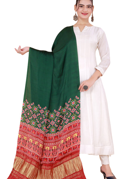 Green Women's Gaji Silk Dupatta suitable for All Occasions