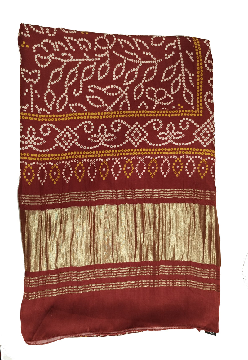 Maroon Women's Gaji Silk Dupatta suitable for All Occasions