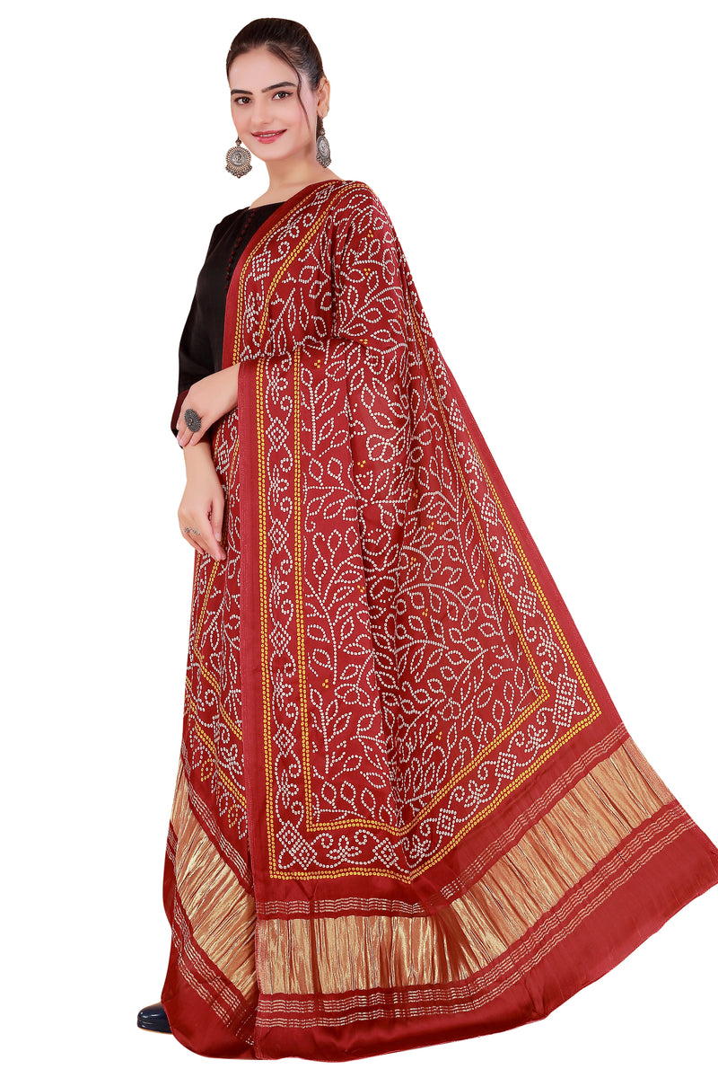 Maroon Women's Gaji Silk Dupatta suitable for All Occasions