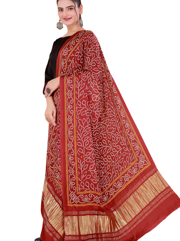Maroon Women's Gaji Silk Dupatta suitable for All Occasions