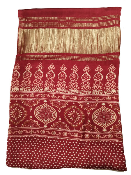 Red Women's Gaji Silk Dupatta suitable for  All Occasions