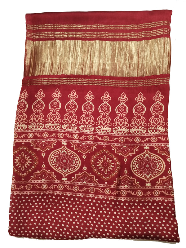 Red Women's Gaji Silk Dupatta suitable for  All Occasions