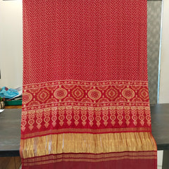 Red Women's Gaji Silk Dupatta suitable for  All Occasions