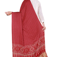 Red Women's Gaji Silk Dupatta suitable for  All Occasions