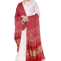 Red Women's Gaji Silk Dupatta suitable for  All Occasions