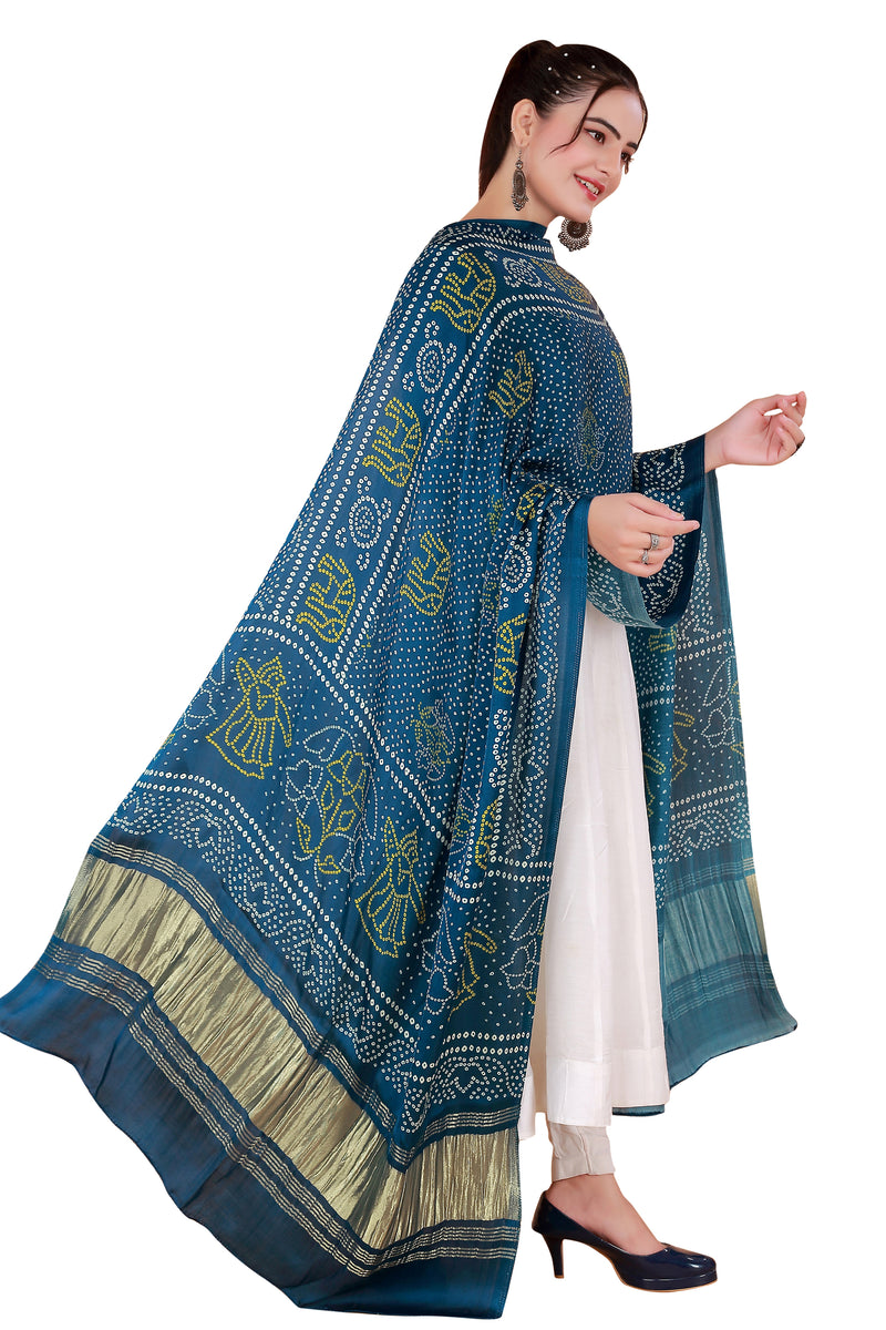 Blue Women's Gaji Silk Dupatta suitable for All Occasions