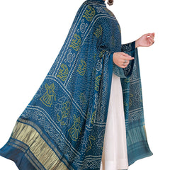 Blue Women's Gaji Silk Dupatta suitable for All Occasions