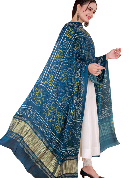Blue Women's Gaji Silk Dupatta suitable for All Occasions