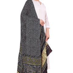 Black Women's Gaji Silk Dupatta suitable for  All Occasions