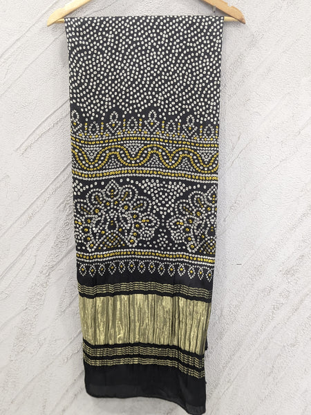 Black Women's Gaji Silk Dupatta suitable for  All Occasions