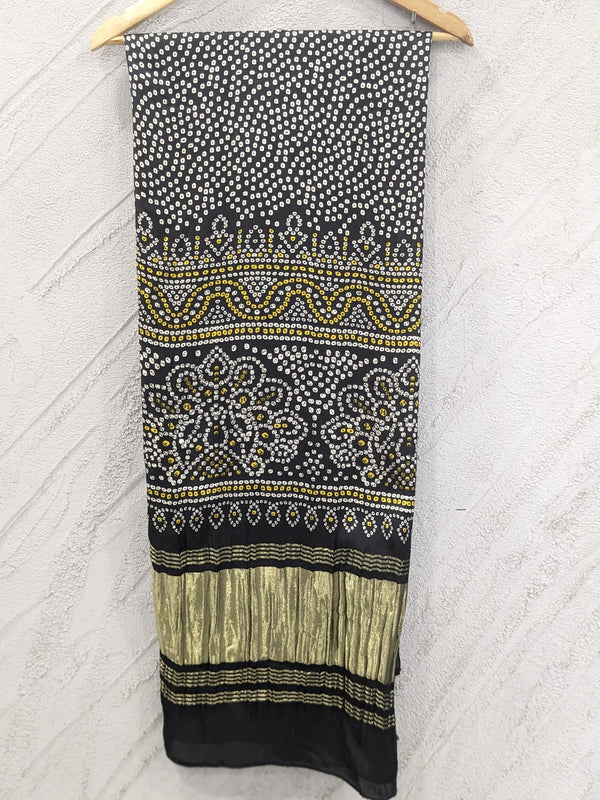 Black Women's Gaji Silk Dupatta suitable for  All Occasions