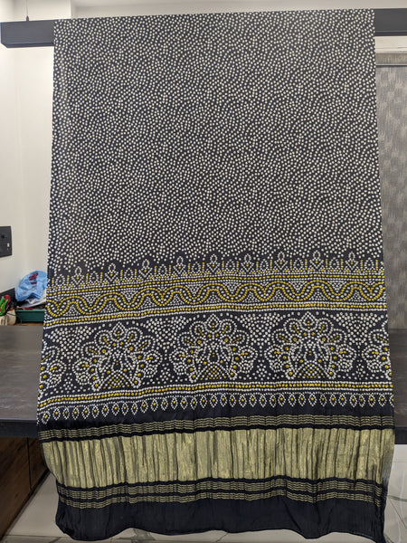 Black Women's Gaji Silk Dupatta suitable for  All Occasions