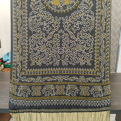 Black Women's Gaji Silk Dupatta suitable for Navratri, Diwali & All Occasions DB2105