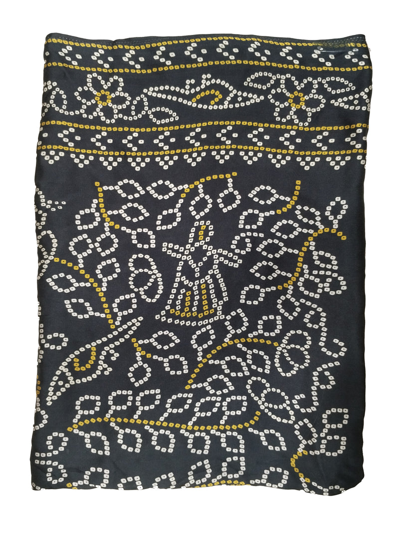 Black Women's Gaji Silk Dupatta suitable for Navratri, Diwali & All Occasions DB2105