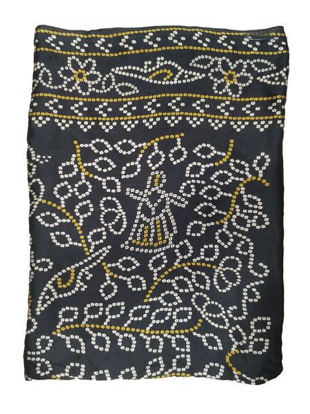 Black Women's Gaji Silk Dupatta suitable for Navratri, Diwali & All Occasions DB2105