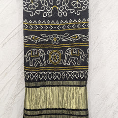 Black Women's Gaji Silk Dupatta suitable for Navratri, Diwali & All Occasions DB2105