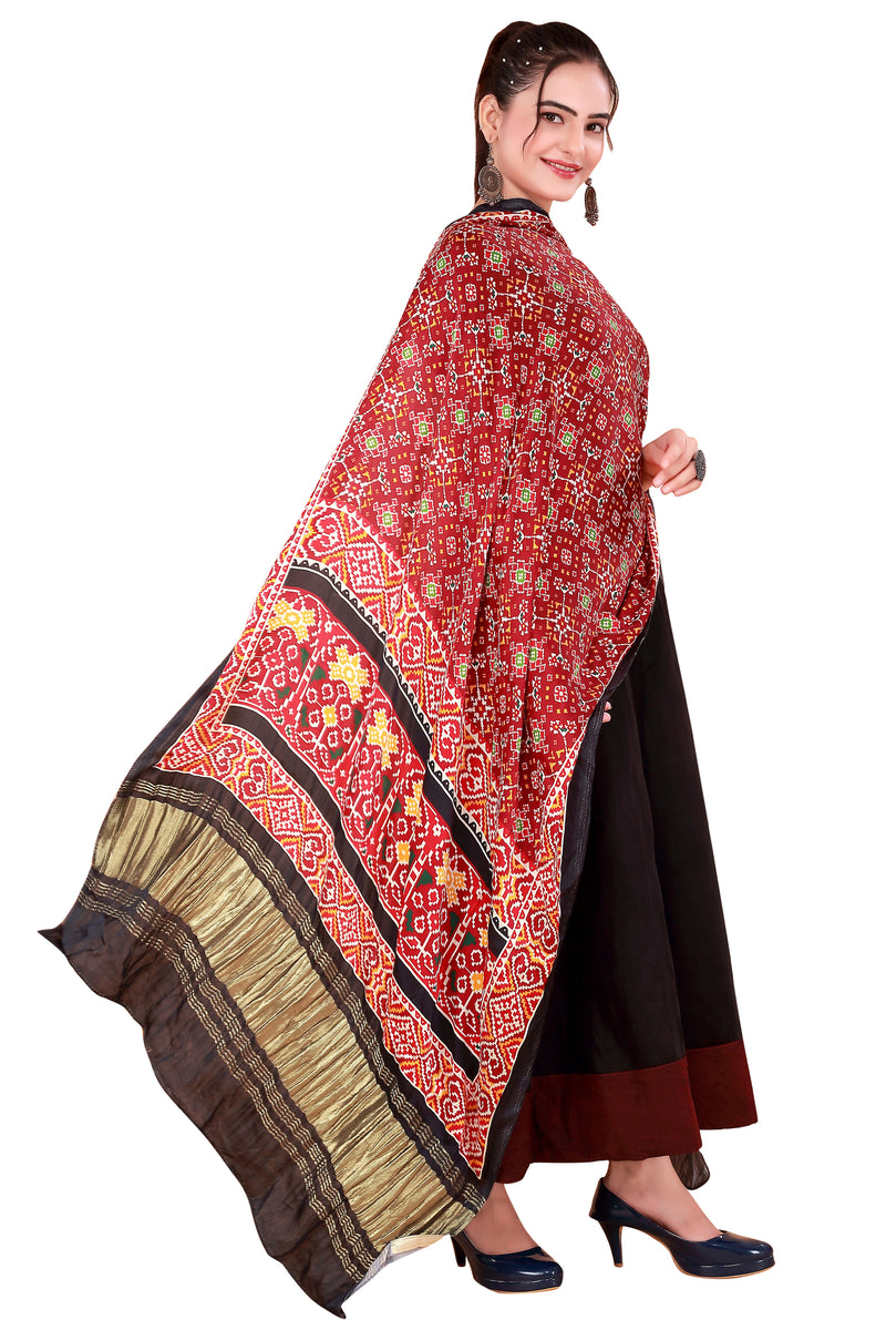 Red Women's Gaji Silk Dupatta suitable for All Occasions