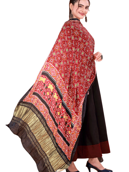 Red Women's Gaji Silk Dupatta suitable for All Occasions