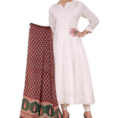 Red Women's Gaji Silk Dupatta suitable for  All Occasions