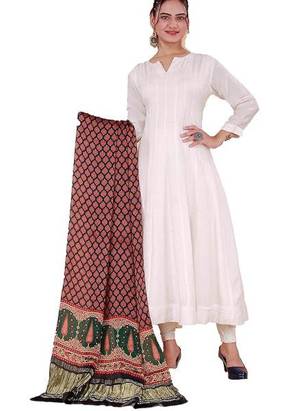 Red Women's Gaji Silk Dupatta suitable for  All Occasions
