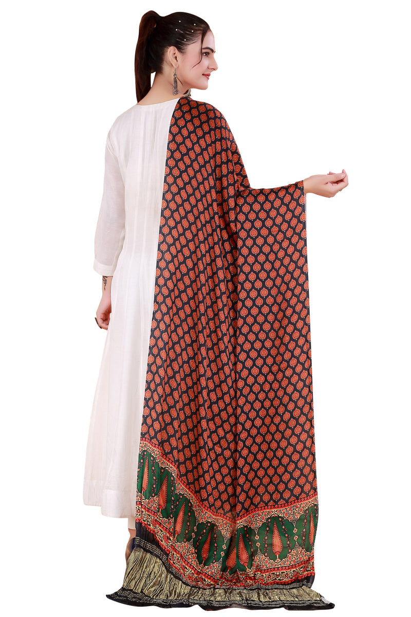 Red Women's Gaji Silk Dupatta suitable for  All Occasions