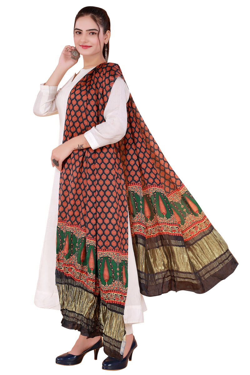 Red Women's Gaji Silk Dupatta suitable for  All Occasions