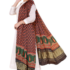 Red Women's Gaji Silk Dupatta suitable for  All Occasions