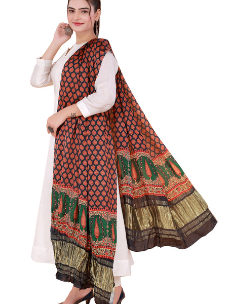 Red Women's Gaji Silk Dupatta suitable for  All Occasions
