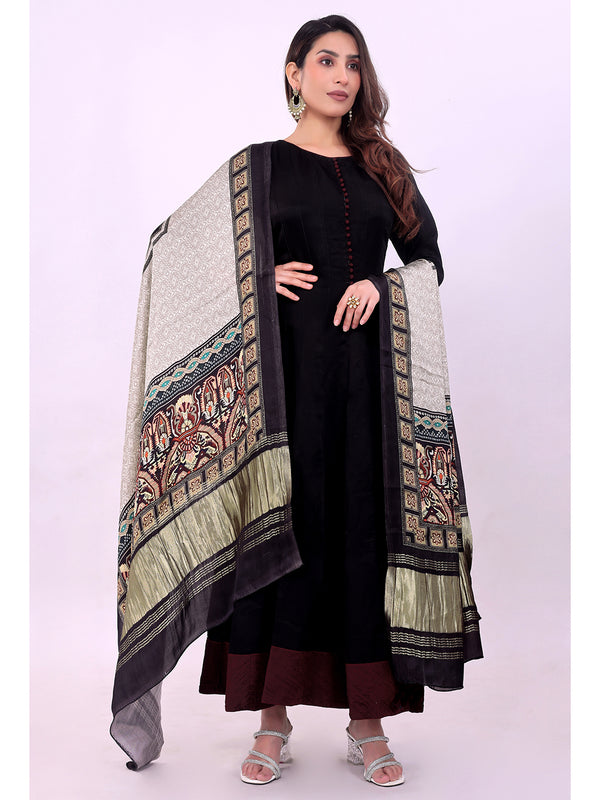 Grey Women's Gaji Silk Dupatta suitable for All Occasions