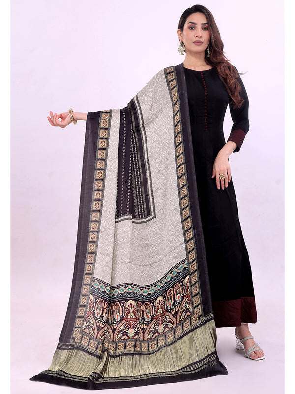 Grey Women's Gaji Silk Dupatta suitable for All Occasions