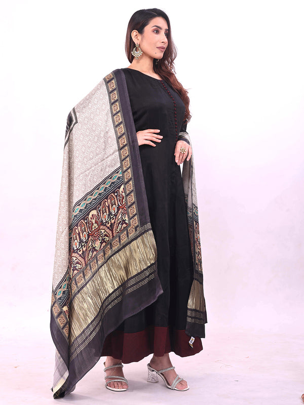 Grey Women's Gaji Silk Dupatta suitable for All Occasions