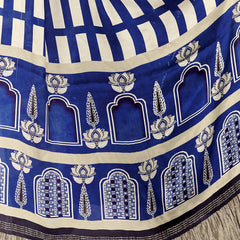 Blue & Beige Women's Gaji Silk Dupatta suitable for All Occasions