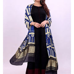 Blue & Beige Women's Gaji Silk Dupatta suitable for All Occasions