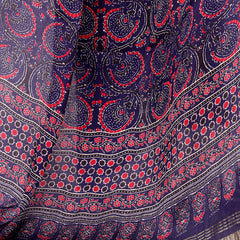 Blue & Red Women's Gaji Silk Dupatta suitable for Navratri, Diwali & All Occasions DB2135
